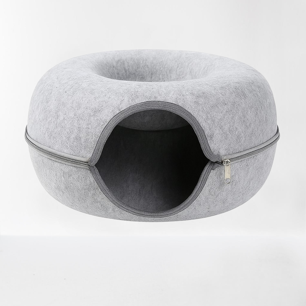 CozyTunnel Felt Hideaway Cat Bed – 2-in-1 Nest & Tunnel