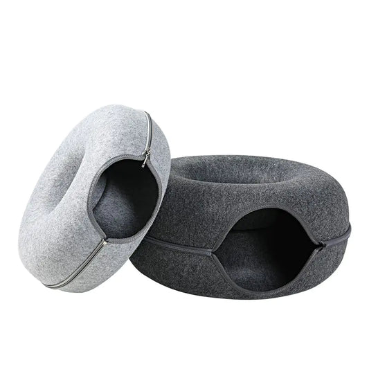 CozyTunnel Felt Hideaway Cat Bed – 2-in-1 Nest & Tunnel